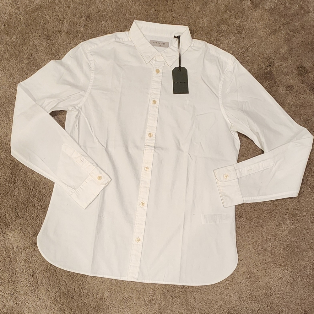 All Saints Crisp White Button Down Shirt